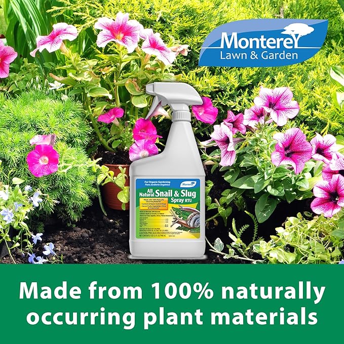 Monterey All Natural Snail & Slug Spray, for Organic Gardening, RTU 32 oz