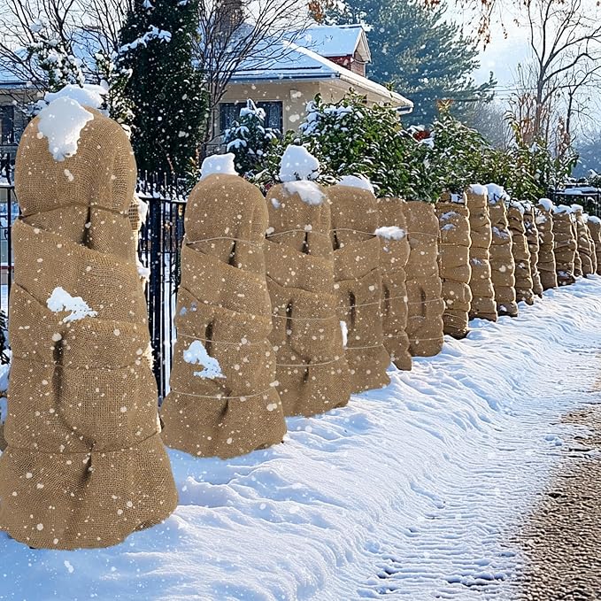 ANPHSIN 40ftx23.6in Breathable Burlap Fabric Plant Covers - Tree Wrap Frost Blankets Freeze Protection for Winter Outdoor Bushes Potted Plants