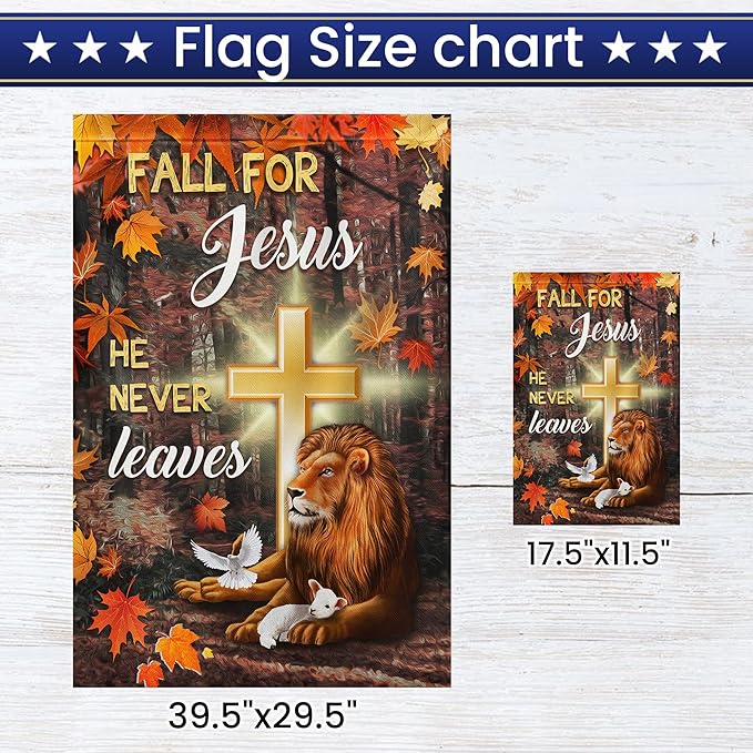 FLAGWIX Fall Christian Flag - Lion of Judah House Flags for Outside 29.5" x 39.5" - Christian Gifts for Women Faith, Fall Decorations for Home, Thanksgiving Decorations for Home Garden Decor