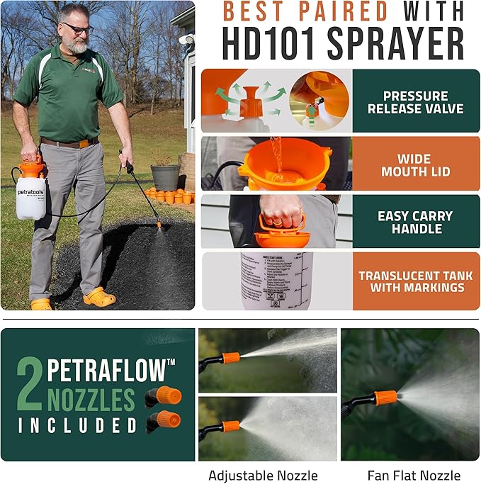 Petra Black Mulch Dye Spray Use with PetraTools Sprayer to Refresh Fading Landscape - Black Dye to Wood Mulch for Landscaping - Rubber, Pine Straw, Bark, Cedar & Playground Cover (3,600 Sq Ft, 32 Oz)