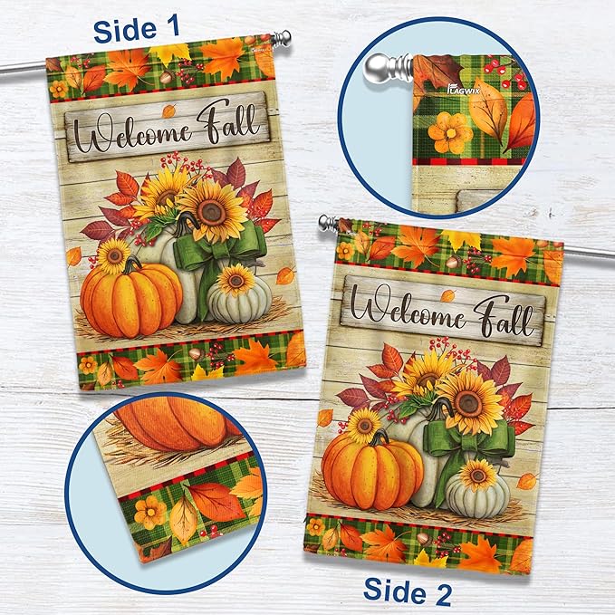 FLAGWIX Pumpkins Fall Flags for Outside - House Flags for Outside 29.5" x 39.5" - Fall Decorations for Home, Thanksgiving Gifts for Women Men, Thanksgiving Decorations for Garden Home Decor