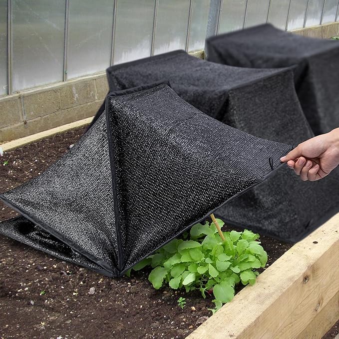 2 Pack Foldable Plant Shade Tent, 35" x 20" x 14" Raised Garden Bed Plant Sun Protection Cover, UV Resisitant 80% Sunblock Garden Sun Shade Net Crop Cage with Stakes for Outdoor Plants Flower Potted