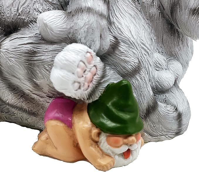 Add a Playful Touch to Your Garden with Our Cat and Gnomes Garden Statue - Perfect for Cat Lovers and Garden Enthusiasts - 8.5 Inces
