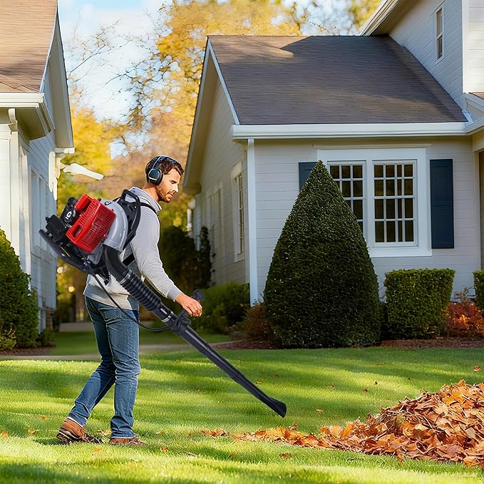 66CC Backpack Blower, 4-HP 2-Cycle Gas Leaf Blower with 880 CFM & 320 MPH, Backpack Leaf Blower, Powerful Clearing Performance for Wet Leaf & Debris Clean & Snow Removal