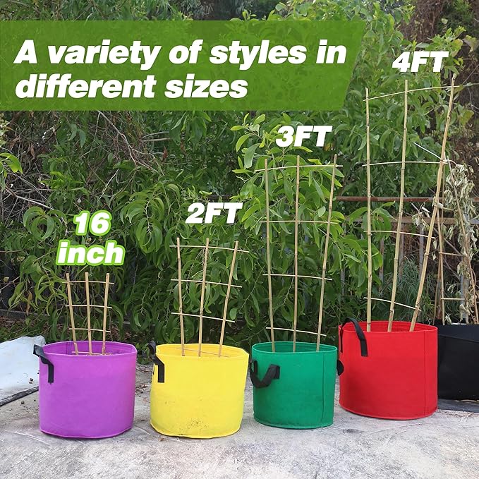 Avalution 10 Pack Bamboo Trellis for Climbing Plants 16" Natural Garden Ladder Trellis, Fan -Shaped Plant Support Trellis for Potted Plant Decor