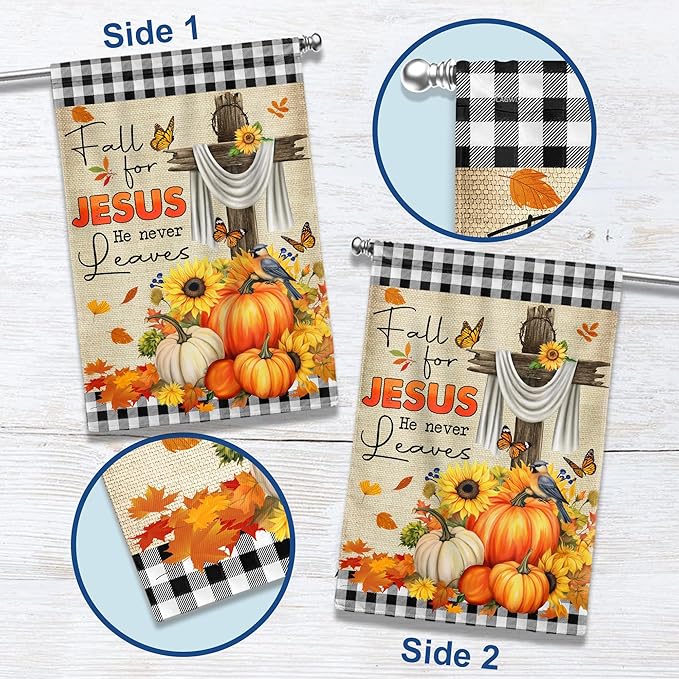FLAGWIX Fall Christian Flag - House Flags for Outside 29.5" x 39.5" - Christian Gifts for Women Faith, Fall Decorations for Home, Thanksgiving Decorations for Home Garden Decor