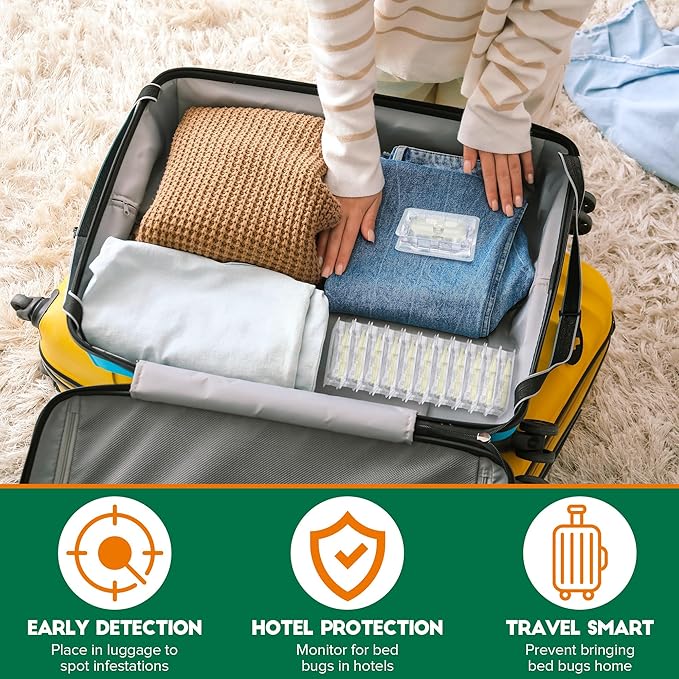 Qualirey 6 Set Bed Bug Detector & Trap, Bedbug Traps with Strong Glue, Bedbug Interceptors, Early Detection Glue Trap for Bed Legs, Indoor Pest Control Blocker for Home and Travel (Clear)