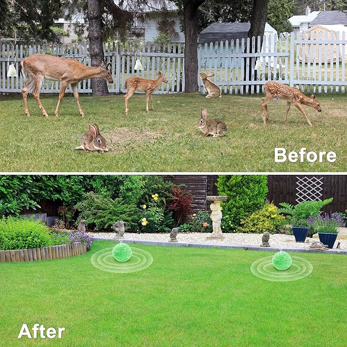 Deer Rabbit Repellent Outdoor 24 Pack - Natural Peppermint Oil Deer Repellent Balls, Bunny Deer Deterrent for Garden Lawn Yard, Powerful Rabbit Repellant Keep from Eating Plants Flowers, Pet Safe