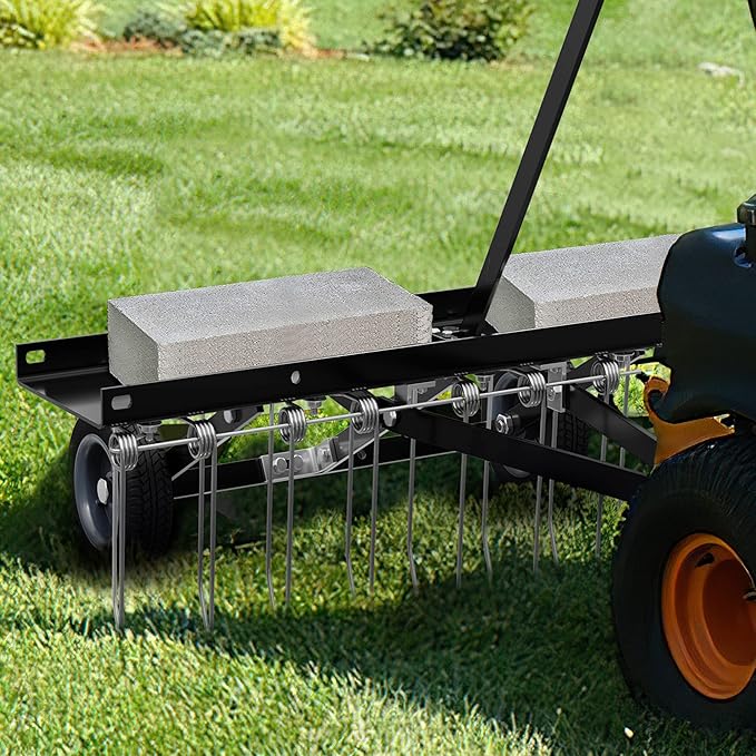 YITAMOTOR 40" Dethatcher Tow Behind Lawn rake Lawn Sweeper,Black