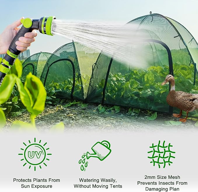 2PCS Mesh Plant Cover from Animals - 40" x 40" x 30" Plant Netting Pest Guard Cover with Stakes for Raised Bed, Plant Tent Cage Protector for Vegetables Fruits Flowers Small Animals