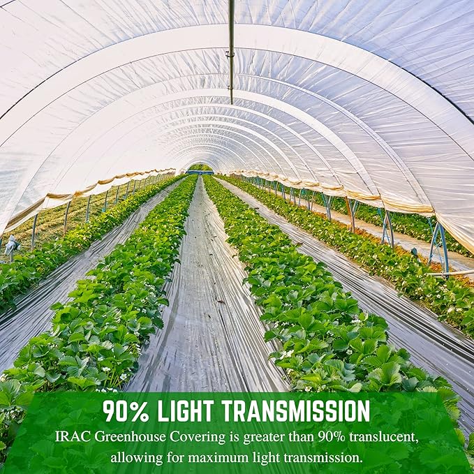 Farm Plastic Supply - Clear IRAC Greenhouse Plastic Sheeting - 6 Mil - (24' x 50') - 4 Year UV Resistant Infrared Anti-Condensate Green House Covering Thermal Greenhouse Plastic 6 mil