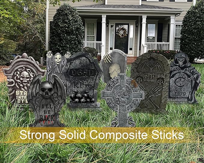 Halloween Tombstone Decorations Gravestone Decor for Graveyard Headstone Yard Signs Outdoor Lawn Yard Garden Decorations Halloween Yard Stakes - 6PCS