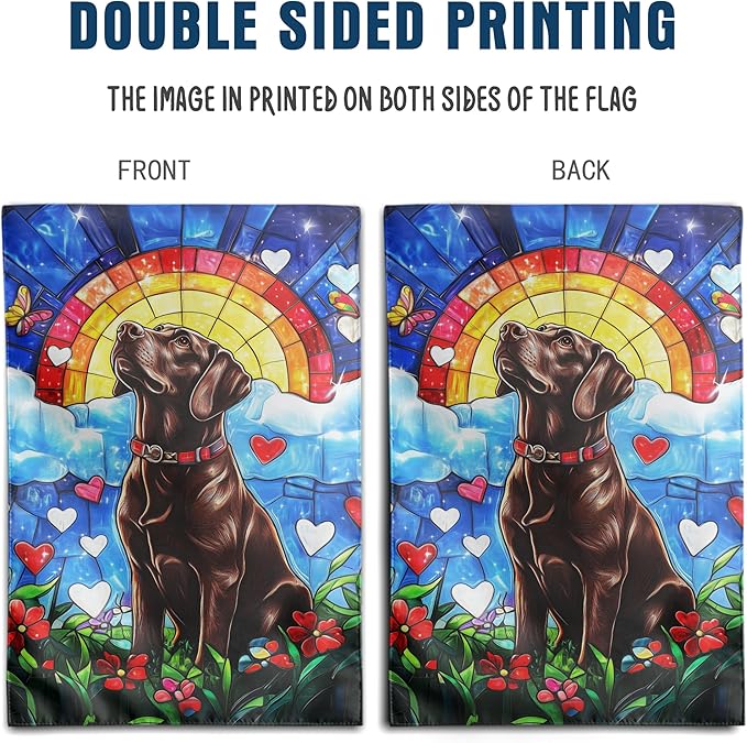 Chocolate Rainbow Labrador Dog Memorial Garden Flag 12x18 Double Sided