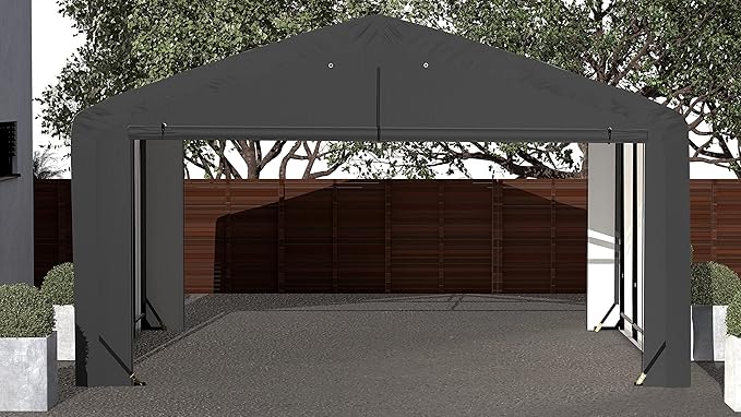 ShelterLogic ShelterTube Garage & Storage Shelter, 20' x 18' x 12' Heavy-Duty Steel Frame Wind and Snow-Load Rated Enclosure, Gray