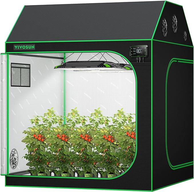 VIVOSUN R556 5x5 Grow Tent, 60"x60"x72" Roof Cube Tent with Observation Window and Floor Tray for Hydroponics Indoor Plant for VSF6450