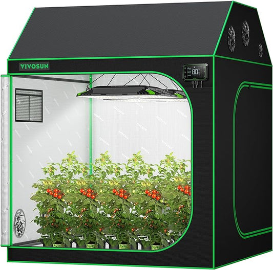 VIVOSUN R556 5x5 Grow Tent, 60"x60"x72" Roof Cube Tent with Observation Window and Floor Tray for Hydroponics Indoor Plant for VSF6450