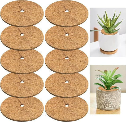 Legigo 10pcs Coconut Fiber Mulch Ring Tree Plant Protector Mat, 6 Inch Natural Coco Coir Tree Protection Ring Plant Pot Soil Cover, Tree Rings Disc Plant Cover for Indoor Outdoor Plants,Landscaping