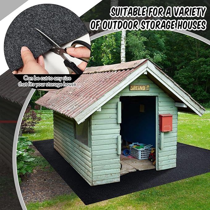Haull Outdoor Storage Shed Floor Moat Waterproof Outdoor Carport Mat Thickened Soft Patio Furniture Pad Washable with Non Slip Backing, Storage Shed Not Included(6 x 4 ft)
