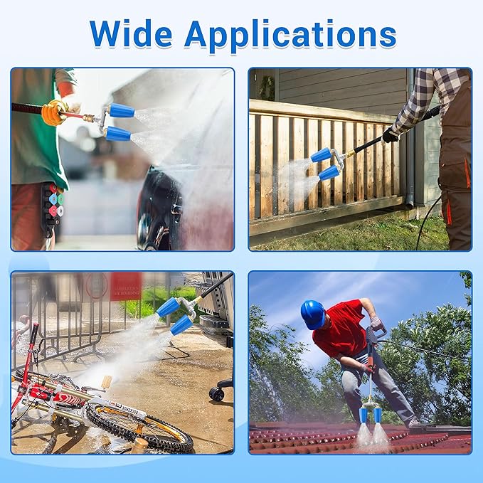 Dual Turbo Nozzle Pressure Washer, 360°Rotating Turbo Nozzle with 1/4" Quick Connector, 2.0 Orifice Twin Turbo Nozzle, 4-6 GPM, 4000 PSI