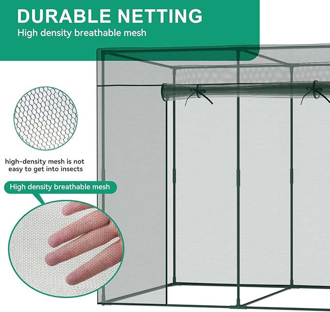 Crop Cages for Garden Plant, 9.8x3.3x6 Ft Plant Protection Netting Tent with Zippered Door, Raised Bed Cover, Garden Bed Cover with Frame, Wind-Resistant Plant Cages for Outdoor Plants