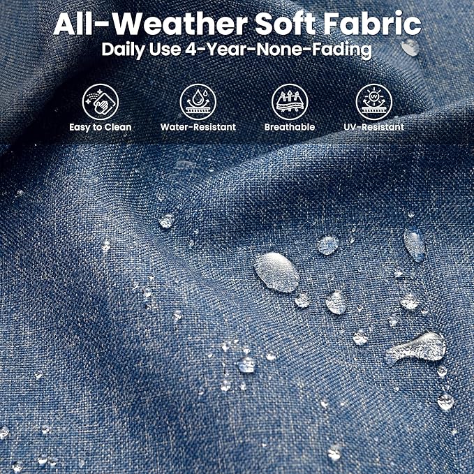 ovios 6 Pieces Patio Furniture Set, Outdoor Wicker Sofa Couch with Swivel Chairs Ottomans Comfy Cushions, All Weather High Back Modern Conversation Sets, Grey Rattan, Denim Blue