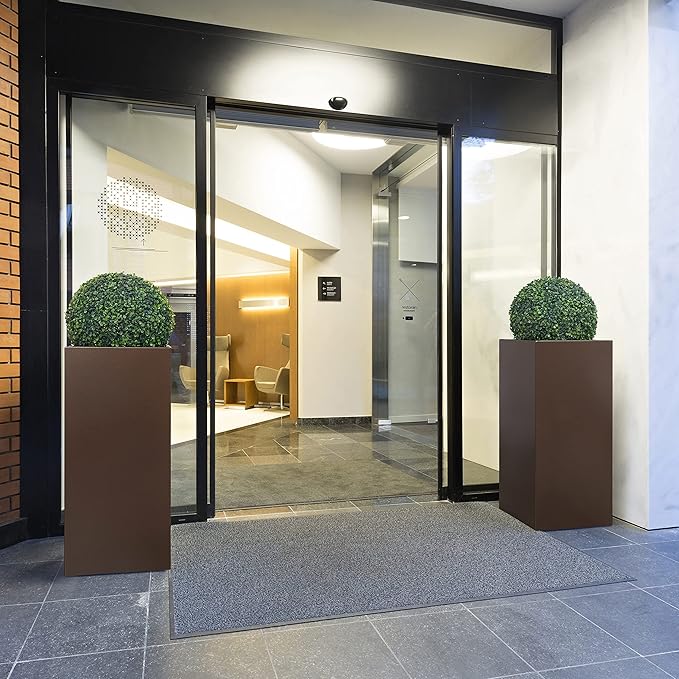 Metallic Heavy Tall Outdoor/Indoor Planter Box 14Lx14Wx30H Inches, Rectangular Tall Planter, Large Flowerpot, ‎25 Pounds, Espresso, No Assembly Required 1 Pack