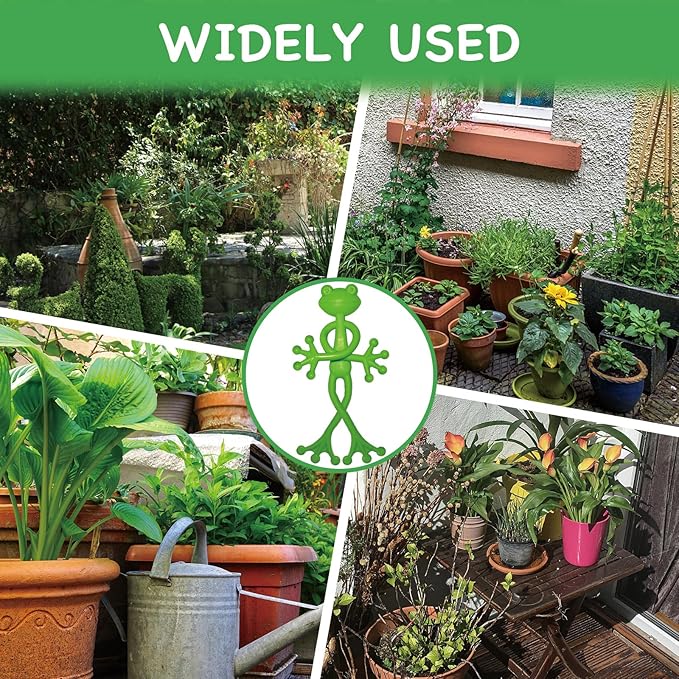 4 pcs Frog Plant Stand, Multipurpose Green Frog Plant Supports Steady Cartoon Plant Branches Tie Down, Frog Plant Stand for Potted Plants, Cute Frog Flower Pot Hugger Plant Climbing Fixture Clips Perfect for Indoor Outdoor Garden Decoration and Gifts.