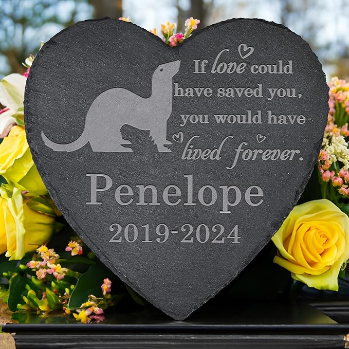 Ferret Memorial Stone - Ferret Memorial Gifts - Pet Loss Gift - Loss of Ferret - Heart