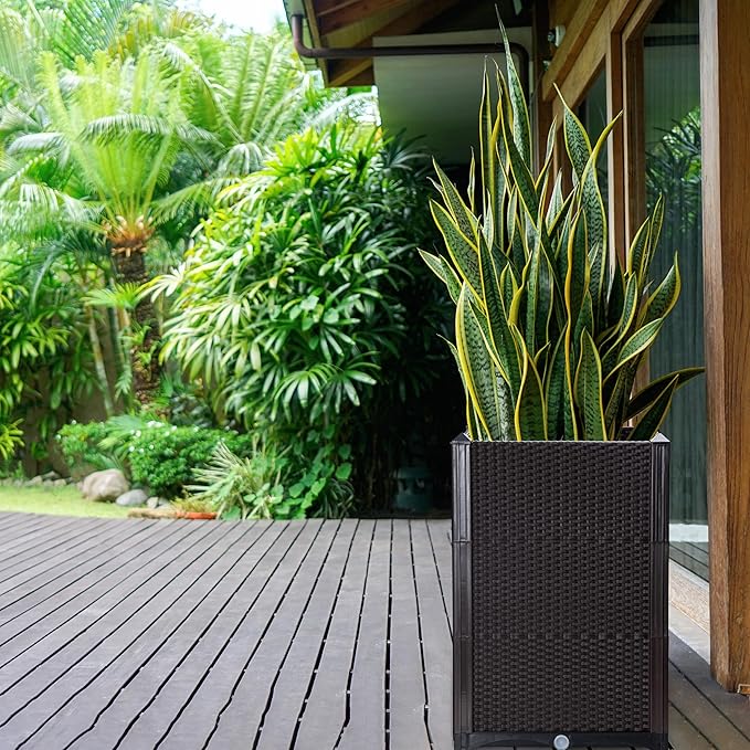 D'vine Dev Raised Patio Planter Box - Elevated Planter with Drainage Plug Raised Garden Beds for Growing Flowers, Herbs, Vegetables - Outdoor Standing Gardening Kit, Set of 1, RGB-D-1