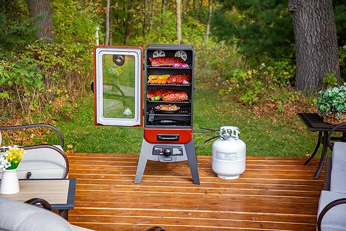 Pit Boss 3-Series Gas Vertical Smoker, Red Hammertone - 10773