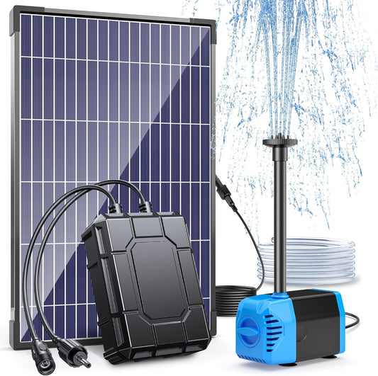 POPOSOAP Solar Water Pump with Battery Backup, 12W Solar Fountain Pump with 2200mAh Battery Backup for Wildlife Garden, Pond, Waterfall, Hydroponics