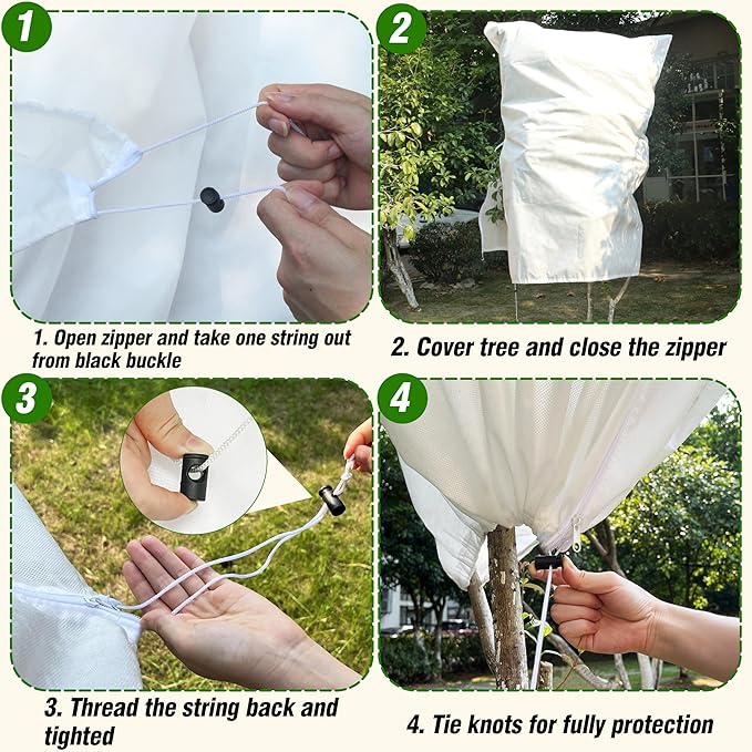 Gardzen 5-Pack Plant Cover Drawstring Tree Cover, Winter Freeze Plant Protection, Tree Jacket Frost Blanket for Outdoor Plants, 31" x 40"