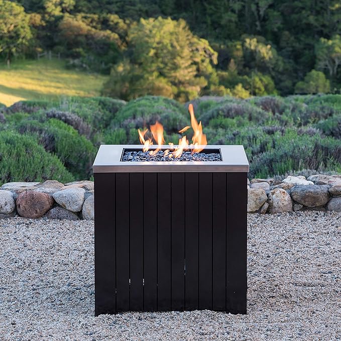Morton Outdoor Square Stainless Steel Fire Pit