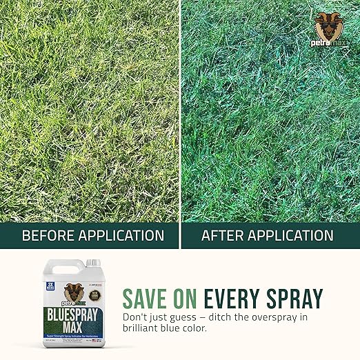 PetraMax Blue Herbicide Lawn Dye - 1 GAL - Super Strength Concentrate 3X More Than Others for Herbicides, Fertilizer & Weed Killer Marker - Blue Mark Spray Indicator for Home and Commercial Use