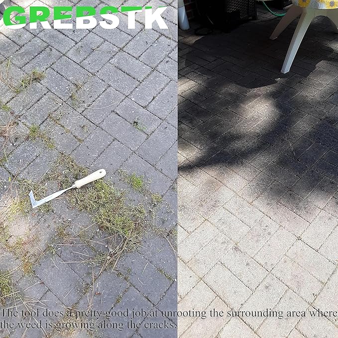 GREBSTK Crack Weeder Crevice Weeding Tool Manual Weeder Beech Handle Lawn Yard Gardening Tool