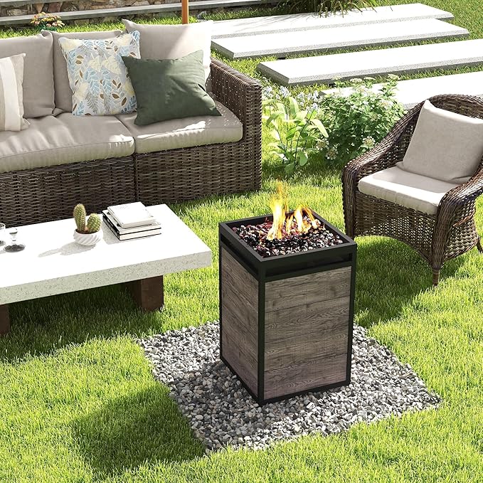 Afterglow TerraFab 28" Round 30,000 BTU Propane Fire Bowl Fire Pit for Outdoor Patio Garden Backyard Decking Decor CSA Certificated