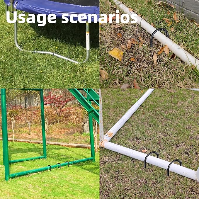 40 Pieces 12-Inch Garden Ground Stakes Galvanized Steel J Shape Hook Rebar Stake - Heavy Duty Anchors for Tents, Position Kits,Fences, and Trampolines