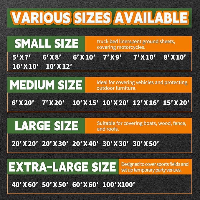 RAINDEWAY 12 Mil Heavy Duty White Tarp 7x9 Feet, UV Resistant, Waterproof, Weatherproof Poly Tarp with Metal Grommets and Reinforced Edges