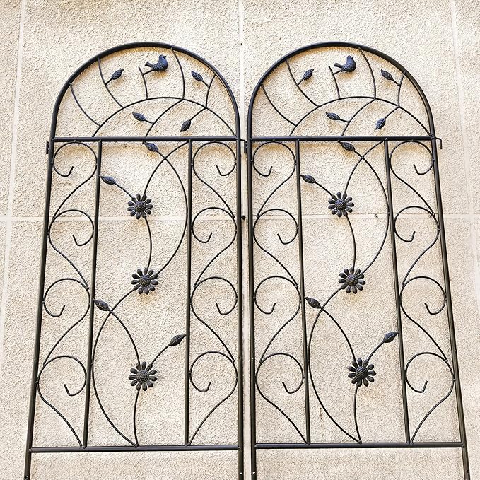 Garden Trellises, 4 Pack Brown Metal Coated Rustproof Trellis for Climbing Plants Outdoor, Roses, Vines, Flowers, and Vegetables-19.7×86.7 inches