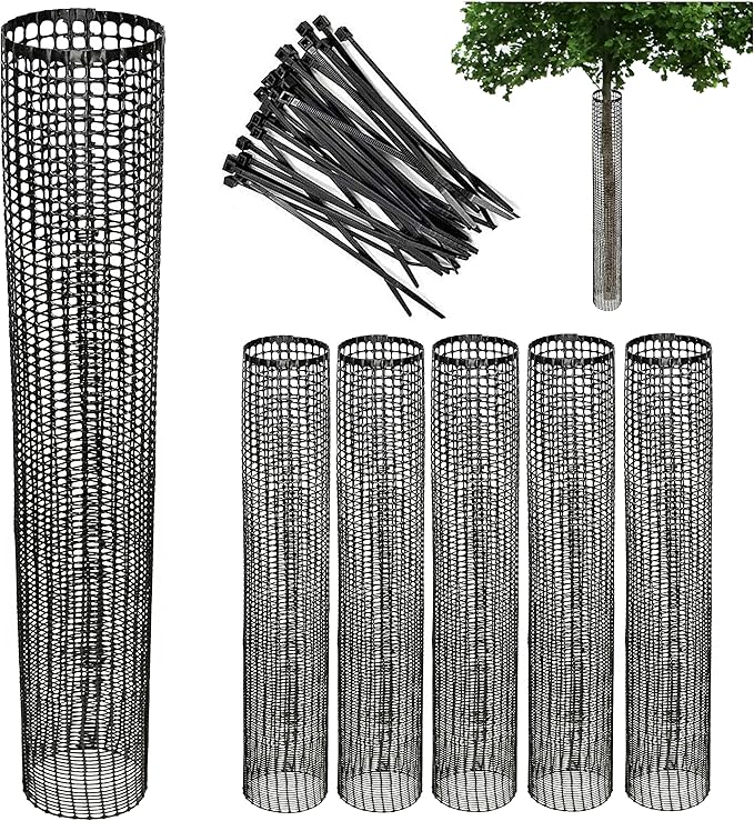 Mesh Tree Bark Protector Guard 36 Inches Tall (5 Pack) Heavy Duty Plastic with Zip Ties