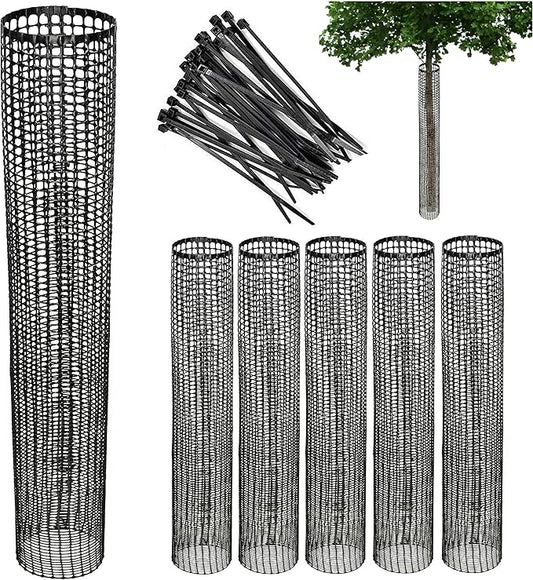 Mesh Tree Bark Protector Guard 36 Inches Tall (5 Pack) Heavy Duty Plastic with Zip Ties