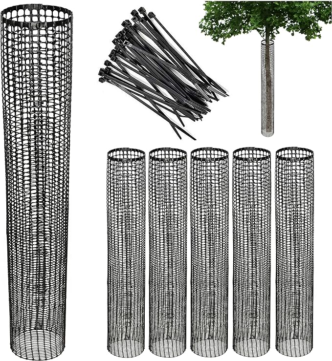 Mesh Tree Bark Protector Guard 48 Inches Tall (5 Pack) Heavy Duty with Zip-Ties, Tree Trunk Protectors from Trimmers, Tree Guard, Tree Protector for Saplings and Fruit Trees
