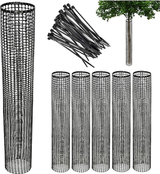 Mesh Tree Bark Protector Guard 48 Inches Tall (5 Pack) Heavy Duty with Zip-Ties, Tree Trunk Protectors from Trimmers, Tree Guard, Tree Protector for Saplings and Fruit Trees