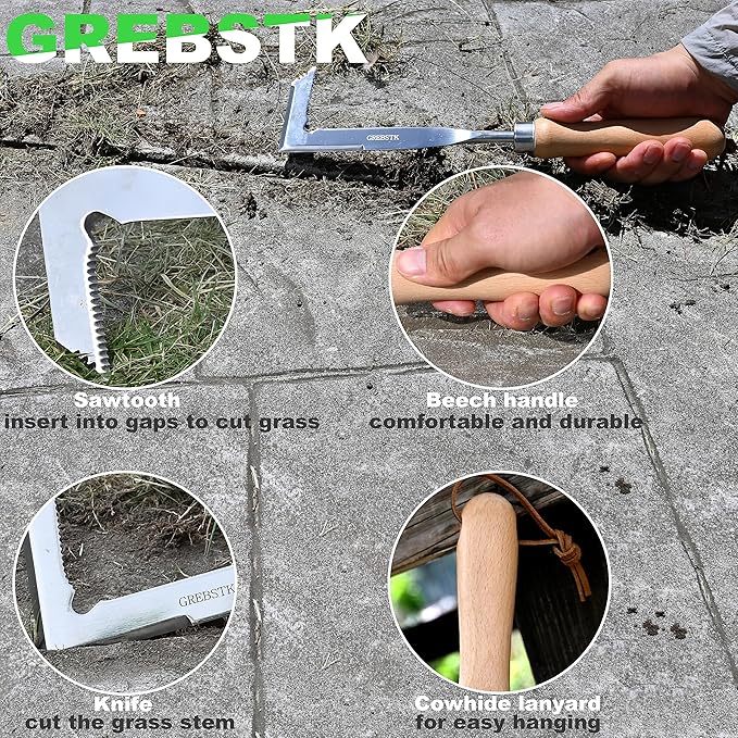 GREBSTK Crack Weeder Crevice Weeding Tool Manual Weeder Beech Handle Lawn Yard Gardening Tool