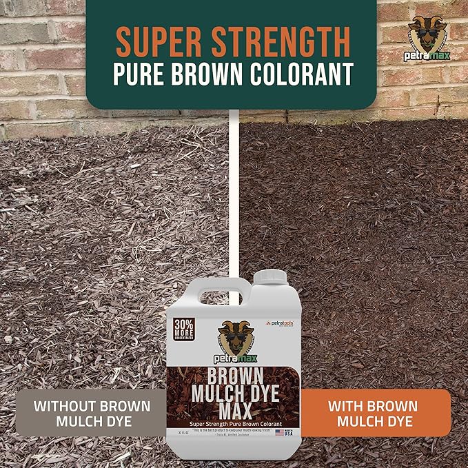 PETRA Brown Mulch Dye, 3,600 Sq Ft Coverage - Mulch Dye Brown, Brown Mulch for Landscaping, Brown Mulch for Garden Beds, Wood Mulch Dye, Permanent Mulch Paint & Playground Bark Mulch