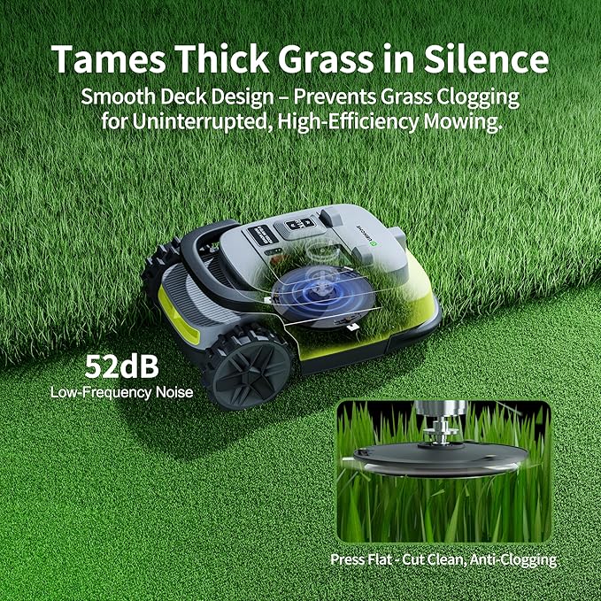 Robot Lawn Mower, RTK+AI Vision Robot Mower for Accurate Navigation & Obstacle Avoidance, No Perimeter Wire, Smart APP Control, Automatic Grass Cutting for Large Lawns, 55% Slopes, 52dB Quiet