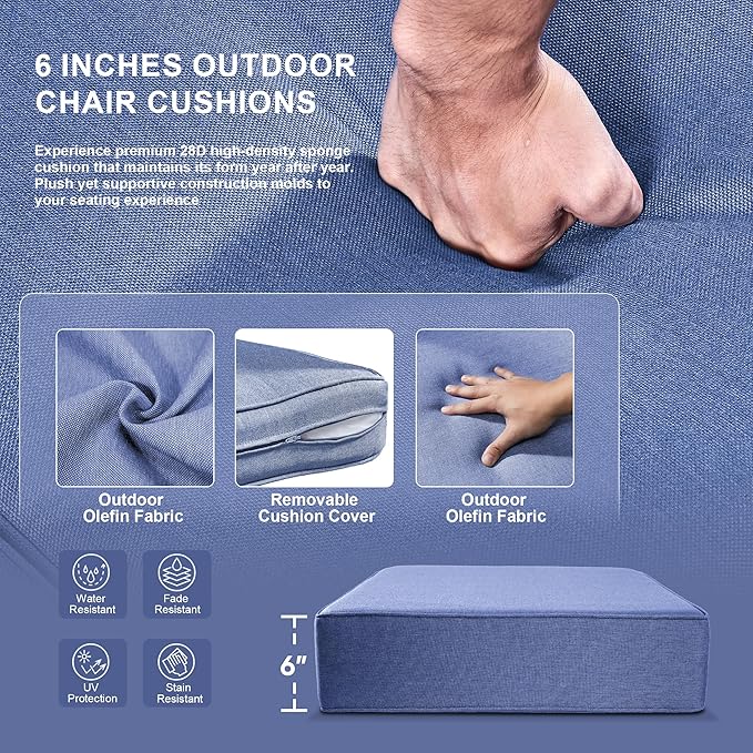 Luxury High Back Outdoor Furniture with 6-Inch Thick Cushions, Patio Furniture Set with Swivel Chairs, 5 PCS Wicker Conversation Set for Porch, Balcony, Deck and Yard