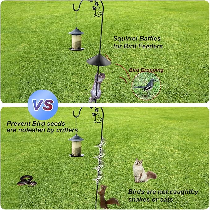 Squirrel Baffle Spikes, Stainless Steel Anti Climb Strips for Bird Feeder Pole, Raccoon and Squirrel Deterrent, Outdoor Security for Fence, Garden, Roof (60CM)