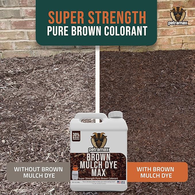 PETRAMAX Petra Brown Mulch Dye, 14,400 Sq Ft Coverage - Brown Mulch for Landscaping & Garden Beds, Wood Mulch Dye - 1 Gallon