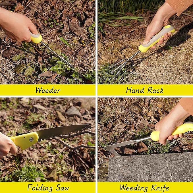 Garden Tool Set, 9 PCS Stainless Steel Heavy Garden Tools, Garden Tool Set with Waterproof Storage Bag, Suitable for Planting, Digging and Pruning, The Best Choice for Garden Lovers